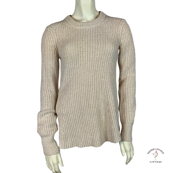 Athleta Womens Sierra Pullover Sweater Beige Wool Blend Ribbed Crew Neck XS - Picture 1 of 11